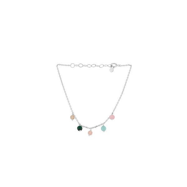 Harmony armbånd i sølv med rosenkvarts, amazonit, malakit, pink agat og labradorit fra Pernille Corydon.